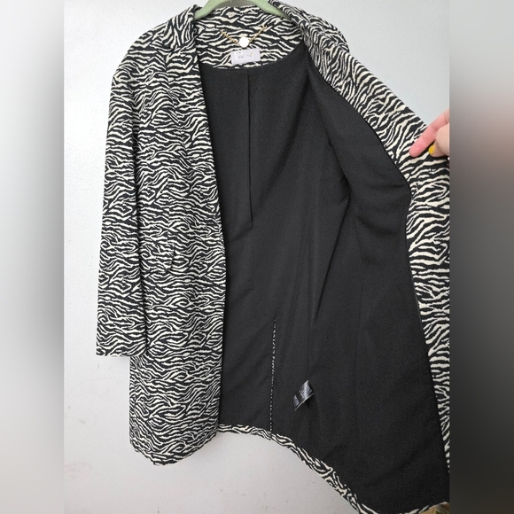 Per Una Black Mix Zebra Animal Print Lightweight Coat Size 6 US Size 10 UK - Picture 3 of 16